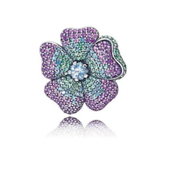 PANDORA Glorious Bloom Brooch Pendant, Multi-Colored Cubic Zirconia